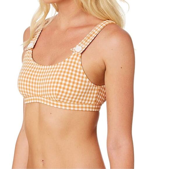 Free People Rhythm Women's Orange Gingham Lolita Retro Bikini Top Size Large - Picture 6 of 6